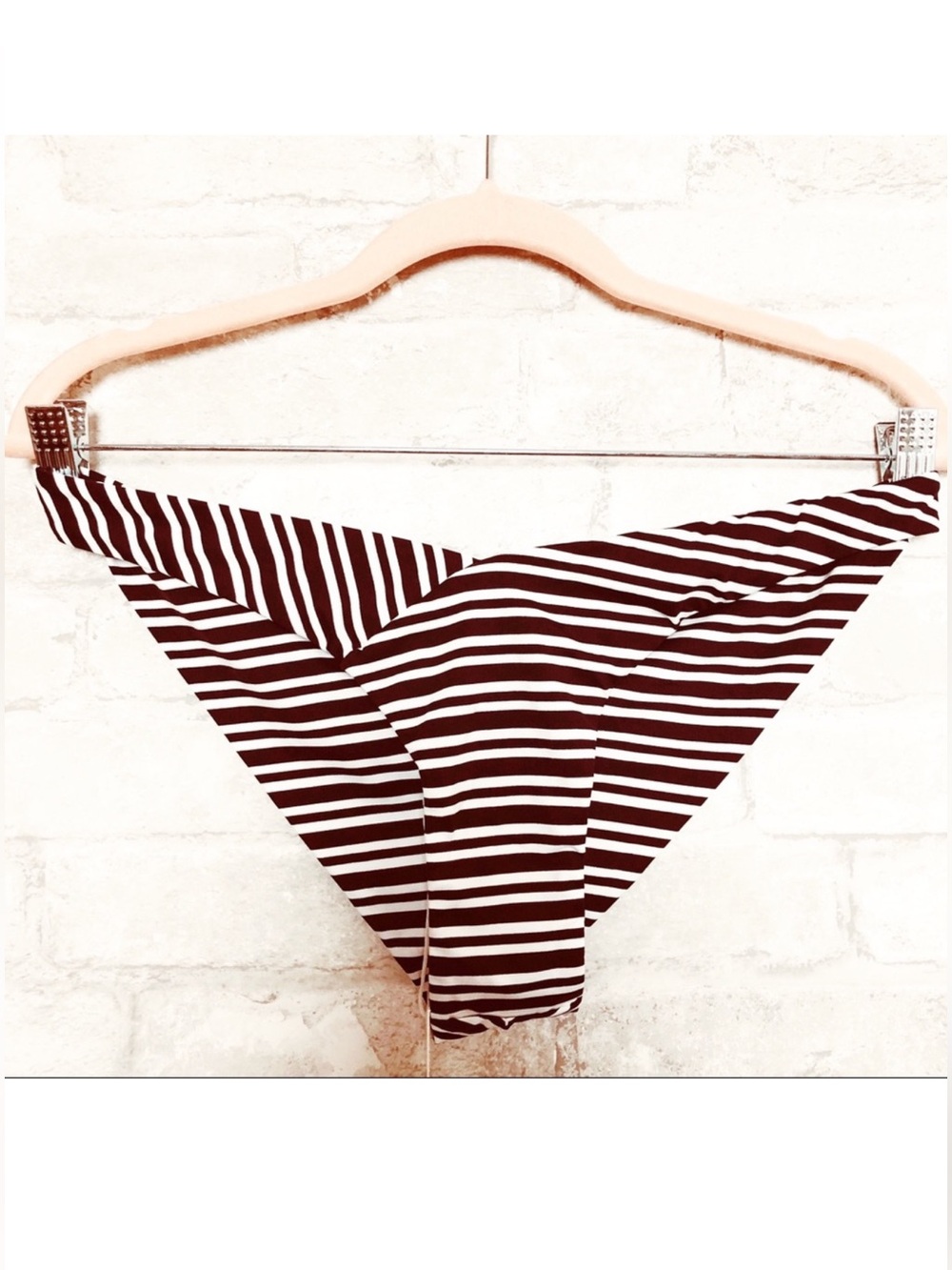 NWT KOPPER & ZINK Hugo Navy Stripe Bikini Bottom Size L Low Rise Swim Bottom